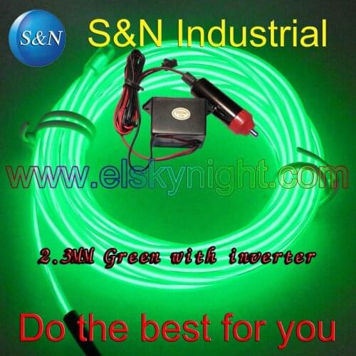 5M Green EL Wire glow Rope shinning Tube Neon Light +12VDC inverter for Car light atmosphere interior deoration+free shipping