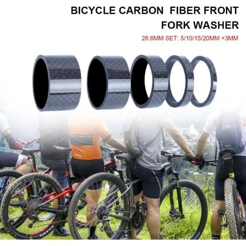 5pcs Bicycle Spacer 3K Glossy Carbon Spacer 28.6mm Headset Stem MTB Road Bike Washer 3mm 5mm 10mm 15mm 20mm
