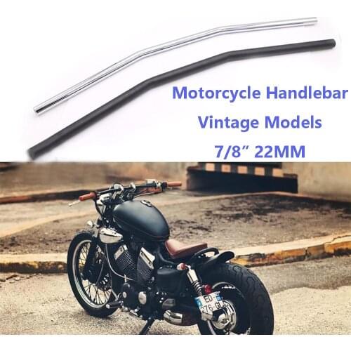 7/8" Motorcycle Handlebar 22mm Handle Bar Motorbike accessory Metal Retro vintage Cafe Racer Cruve Bend Refit Drag Bar Custom
