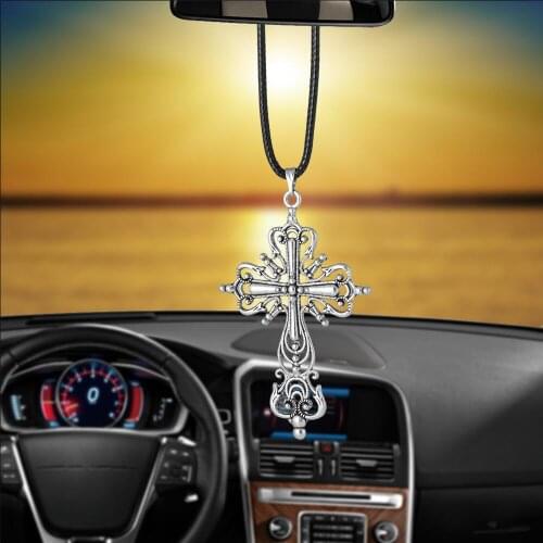 Cars Accessories Gifts Car Pendant Rearview Mirror Decoration Hanging Archaize Jesus Crucifix Cross Ornaments Charms Auto Decor