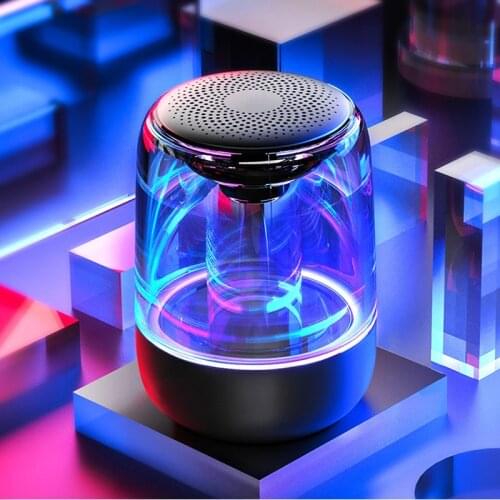 Portable Bluetooth Wireless Speakers Waterproof Stereo Column Portable Speaker Romantic Colorful Light Support TF Card with Mic