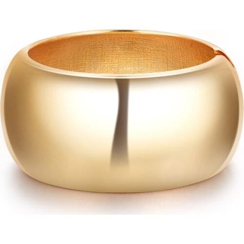 Simple Design Smooth Alloy Cuff Bracelets For Women Statement Jewelry Classic Big Bangle Manchette Punk Accessories