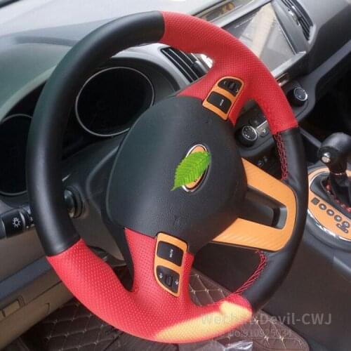 For Kia Sportage R hand-sewn steering wheel cover premium leather Breathable Safe Non-Slip car grip cover car accessories