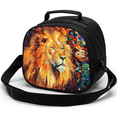 Lion Childrens meal bag Waterproof Portable Zipper Thermal Oxford Lunch Bags For Women Convenient Lunch Box Tote Food Bags