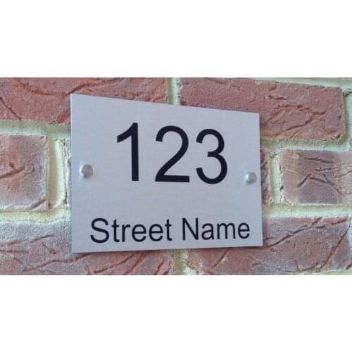 Brushed aluminium composite House number Door Sign house sign plaque door number and street name exterior house numbers