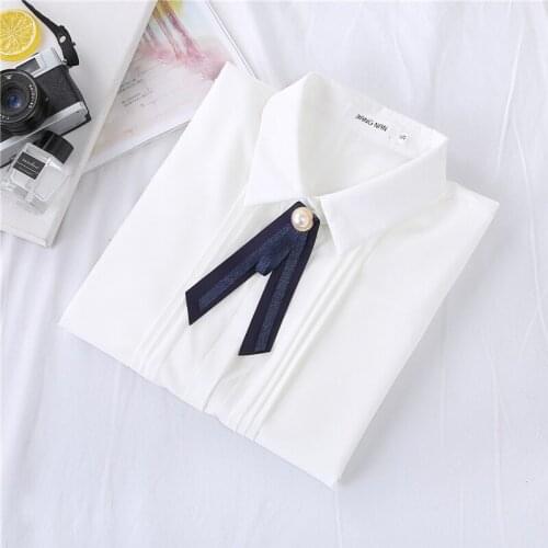 Elegant Fashion Womens Tops Solid White Bow Blouses Office Wearing OL 2021 Autumn Spring Long Sleeve S-XL Ladies Blusas Female