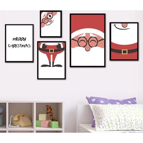 Festival culture Of Cartoon Christmas Man Silhouette Or Black Letters Canvas Painting Wall Picture Figure Poster Room Decoration