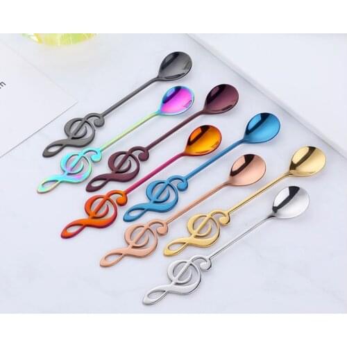 Exquisite Colorful Stainless Steel Flatware Musical symbol Spoon Milk Coffee Spoon Ice Cream Candy Teaspoon accessorie