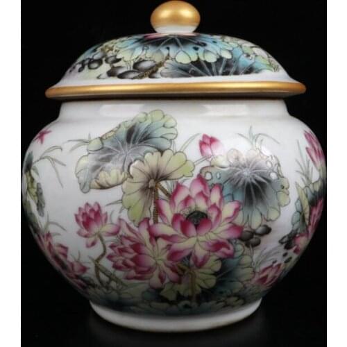 China Enamel color ceramic tea leaf jar crafts statue