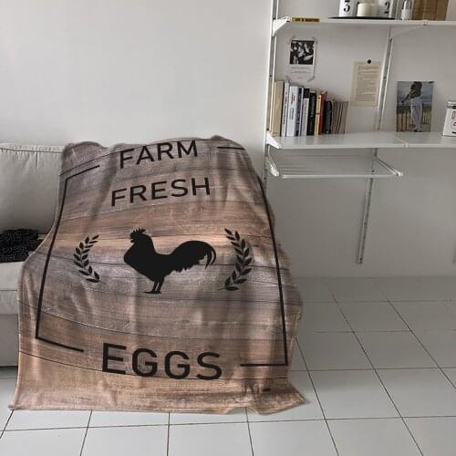 Farm Chicken Wheat Ears Wood Grain Throw Blanket for Sofa Warm Blanket on Bed Home Bedspread Travel Fleece Blanket
