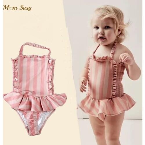 Summer Baby Girls Princess Swim Suit One Piece Infant Toddler Child Lattice Swimwear Bathing Suit Kid Swimming Clothing 1-5Y