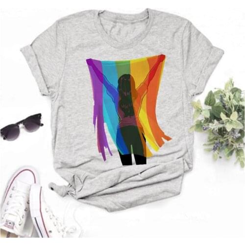 Mayos camisetas de con estampado de arcoíris para mujer ropa informal de Orgullo Lgbt Gay amor lesbiana Verano