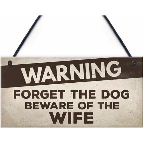 Meijiafei Beware Of The Wife Fathers Day Mum Dad Funny Birthday Sign Garden Sign House Door Plaque 10" x 5"