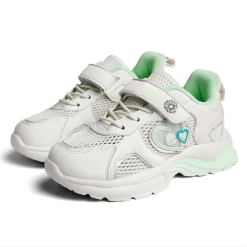 Girl Heart-shaped Princess Cute Sports Shoes Spring and Summer Mesh Shoes 2021 New Childrens Running Students Trendy Shoes