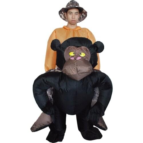 Adult Inflatable Chimpanzee Costume Suit Blow Up Fancy Dress Festival Party Inflatable Black Orangutan Outfit Jumpsuit