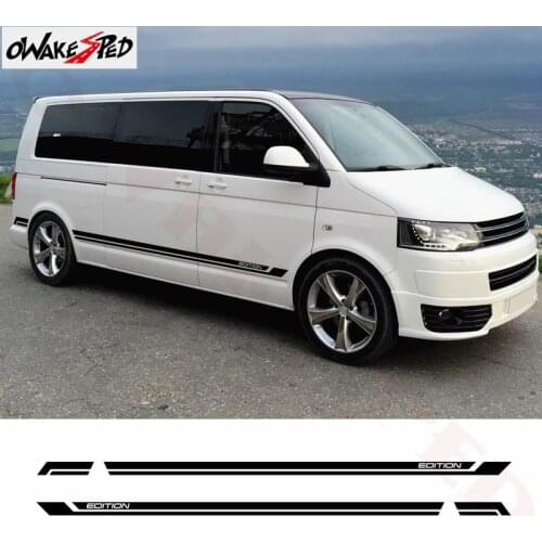 Car Door Side Stripes Skirt Stickers For-Volkswagen Multivan T5 T6 Vinyl Decal Auto Sport Styling Body Decor Sticker Accessories