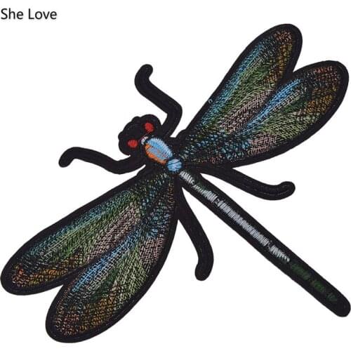 Chzimade Big Dragonfly Embroidered Iron on Patch Coat Jacket Jeans Decoration Motifs Applique