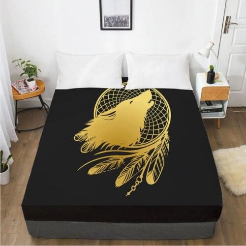 Customize Fitted Sheets Mattress Cover With Elastic Band 3D Bedsheet Linens 200x200 135x200 Bed Sheet Bedding Bohemia Wolf