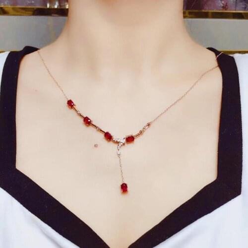 New Arrival Natural Real Ruby necklace pendant S925 sterling silver Natural real ruby Pendant