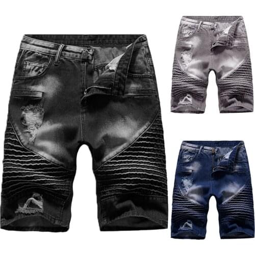 New Summer Denim Shorts Mens Stretch Slim Short Jeans Mens Designer Cotton Casual Distressed Shorts and Knee Shorts S-2XL