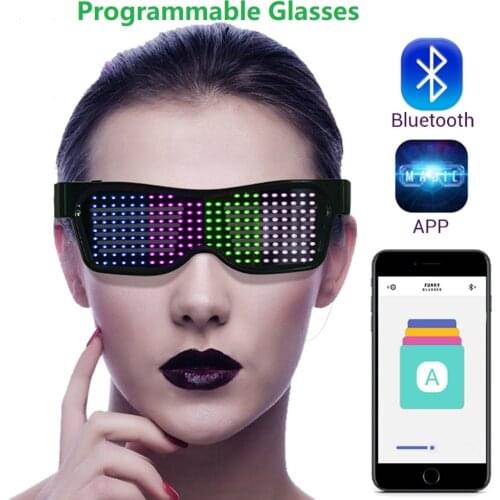 Programmable LED Party Glasses Magic Bluetooth APP Control Luminous Eye Glasses EMD DJ Electric Syllables Glow Flash Led Party