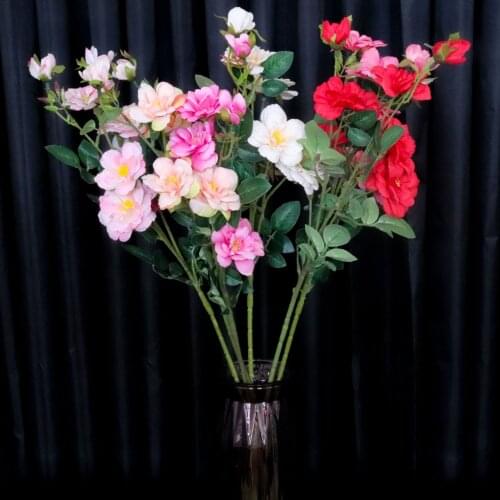 Single Branch 7 heads Artificial Silk Iceberg Rose Flowers Home Wedding Display Fake Flowers