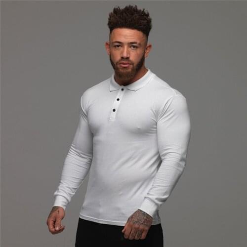 Autumn Long Sleeve Polo Shirt Men Slim Fit Turn-over Collar Fashion Casual Cotton Breathable Solid Color Business Polo Shirt