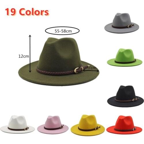 Womens woolen top hat summer wide brim big side black fedora hat men and women classic fashion jazz Panama hat wedding hat