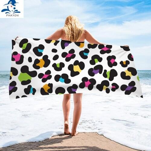 PHAYON Colorful Spot Graffiti Beach Towel Adult Surf Poncho Swimming Diving Quick Dry Sport Towel Women Yoga Microfiber Towel