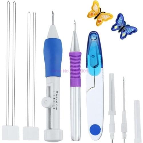 20set Craft Kits Embroidery Pen Set Magic DIY Embroidery Pen Stitching Knitting Craft Diy Sewing Tool Kit Punch Needle Set