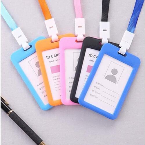 Portable Double Sided Transparent Employee ID Card Holder Name Tags with Lanyard ID Card Holder
