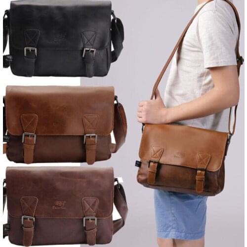 Briefcase laptop bags Vintage Mens Crazy Horse Leather shoulder Messenger bag