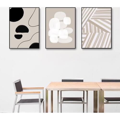 Modern Abstract Line Art Beige Black Minimalist Canvas Painting Poster Print Wall Pictures Living Room Interior Home Decorat