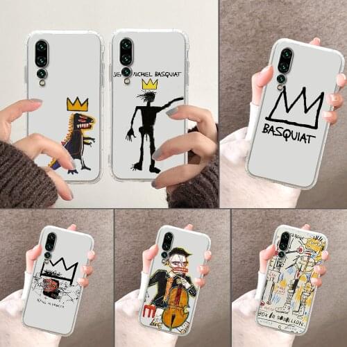 Art Jean Michel Basquiat Phone Case Transparent For Huawei P Mate P10 P20 P30 P40 10 20 Smart Z Pro Lite 2019 transparent tpu