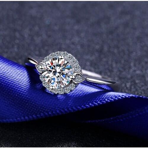 Silver 0.8 Carat D Color Good Clarity Excellent Cut Diamond Test Passed Moissanite Anniversary Ring Female Silver 925 Jewelry