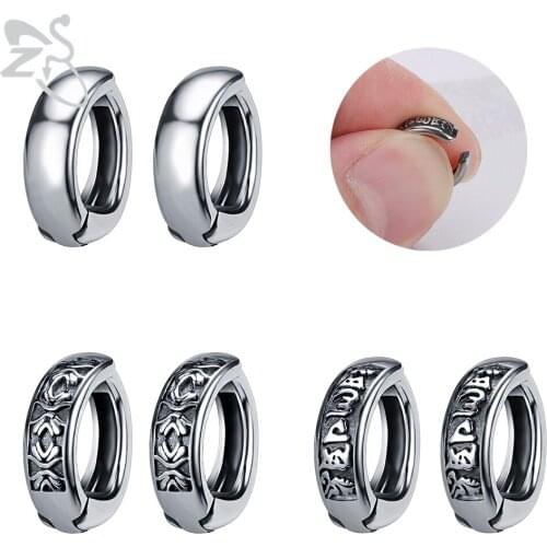 ZS 3 Styles Punk 316L Stainless Steel Cuff Earrings for Men Women Gothic Rock Roll Cartilage Clip Earrings Fake Stud Ear Jewelry