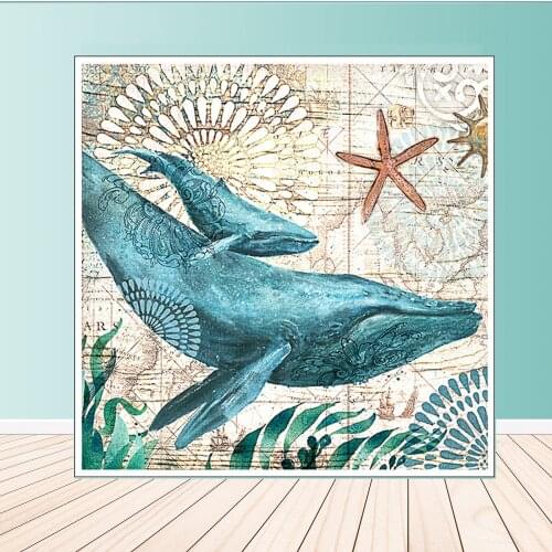 Nordic Modern Wall Hanging Art Marine Animal Print Sea Turtle Octpus Jellyfish Home Decor Spray Canvas Painting Oil Painting