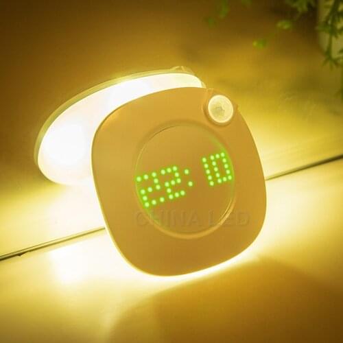 PIR Motion Sensor Night Emergency lamp Rechargeable Dimmable Time Clock Lamp USB/Battery Bathroom Aisle Lamp Home Decor