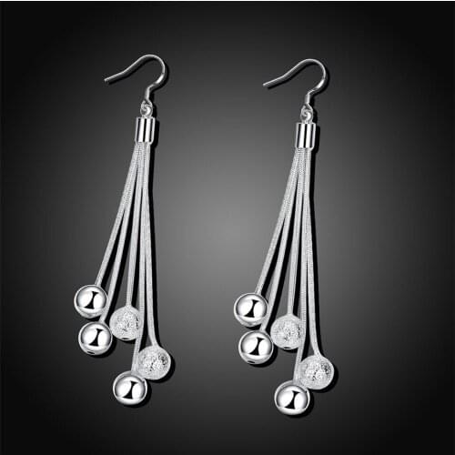 Beautiful Fashion 925 Silver Multi-Bead Earrings WomenS Earring s Glamour Jewelry Wedding Gifts Birthday Present