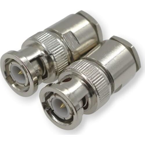 2pcs Q9 BNC Adapter BNC Male plug Clamp For RG58/RG6/RG8 Cable Straight Connectors