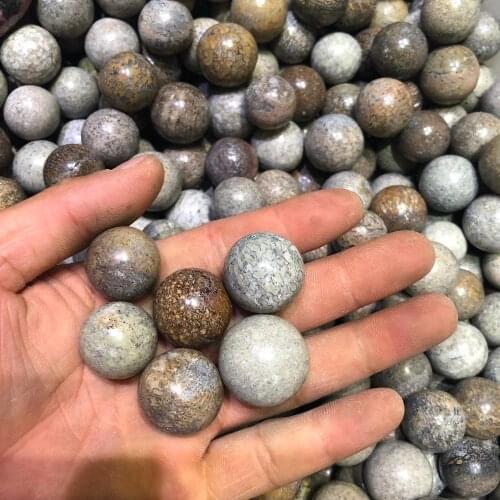 3pcs Dinosaur Bone Fossil Ball Natural Fossil Stone Sphere Smooth Polished Pebble Reiki Healing Chakra Stone Home Decoration