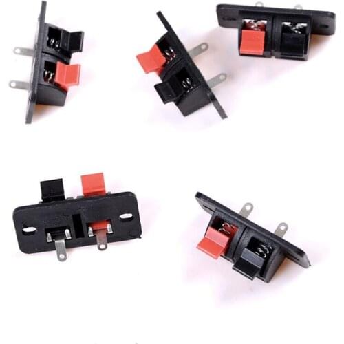 5pcs/lots 2 Way Spring Push Release Connector 2 Positions Connector Terminal Push in Jack Spring Load Audio Speaker Terminals