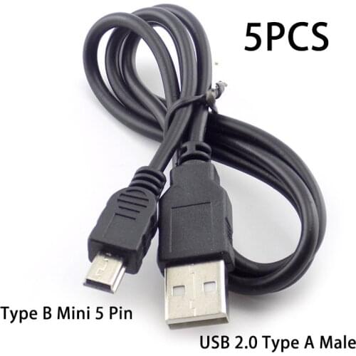 5pcs High-speed USB 2.0 to Mini USB 5-Pin Sync Cable Data Charging Power Extension Cord Connector Splitter for MP3 MP4
