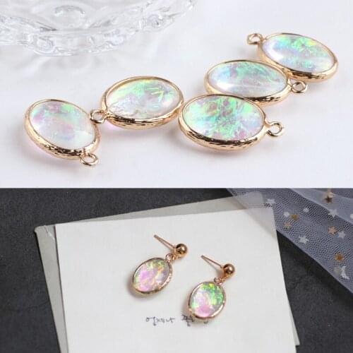 6pcs Trendy Drop Earring Alloy Mermaid Ji Imitation Shell Oval Earrings for Women Materialpendant Diy Accessories Jewelry Korea