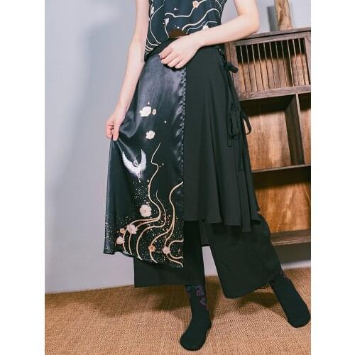 New Women Harajuku Gothic Black Print Irregular High Waist Wide Leg Pants Streetwear Casual Loose Fashion Female Trouser