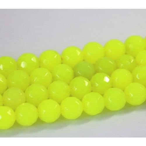 Lemon Natural Stone Chalcedony Jades 4mm 6mm 8mm 10mm 12mm Faceted Round Loose Beads Diy Jewelry Findings Accessories 15inch B09