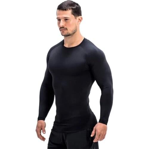 Quick Dry Long Sleeve Shirt Men Gym Fitness T-shirt Male Running Sports Bodybuilding Skinny Tee Tops Spring New Workout Clothing