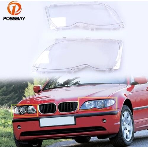 POSSBAY Car Front Headlight Lampshade Clear Lens Cover for BMW 3-Series E46 Sedan 2001-2005 Facelift Clear Headlight Lenses