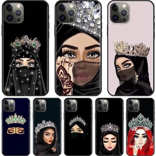 Phone Case For iPhone 12 11 Pro Max XR XS X Cover Muslim Islamic Girl Crown Ultra Thin Shell IPHONE 12 7 8 Plus SE2 11 Pro Capa