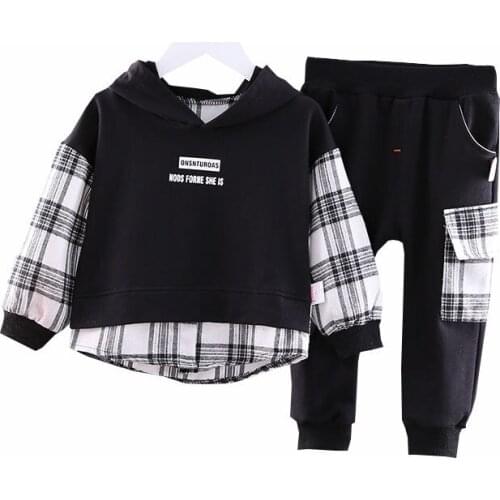 Spring Autumn Toddler sport Clothing Suit Children Boys Girls plaid Hoodie Pants 2Pcs/set Kids Clothes Baby Tracksuit 0-5 years
